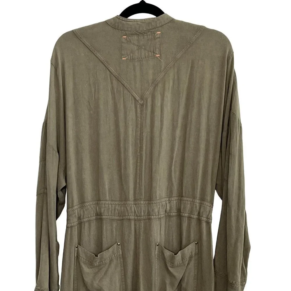 Free People Movement Off to the Races Olive Utility Jumpsuit XS